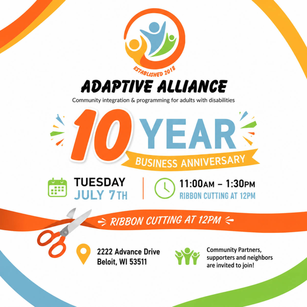 Adaptive Alliance 10-year anniversary flyer